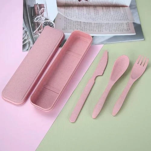 Zoom sur Couverts de voyage Tallkeey, plastique réutilisables, pique-nique