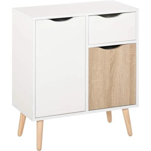Buffet Meuble Rangement Design Scandinave Bois Blanc Chêne - Vue principale