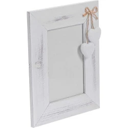 Cadre Photo Bois Blanc Coeurs, Décoration Élégante