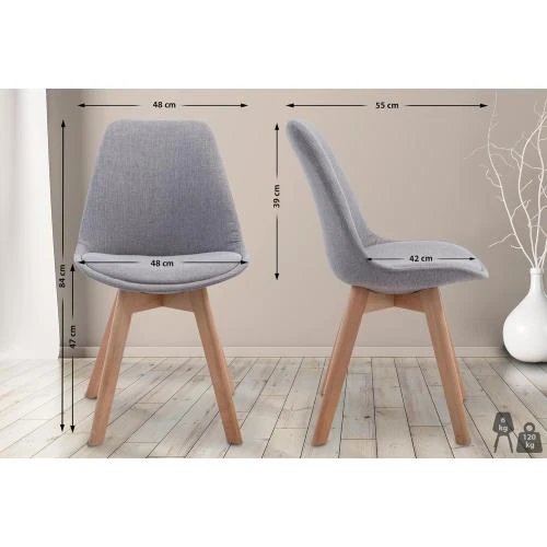 Détail de Chaise Retro Design Borneo V2 CLP, Ergonomique, Gris