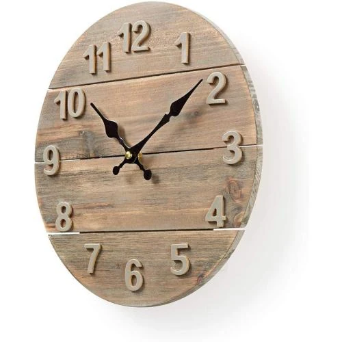 Zoom sur Horloge Murale NEDIS Bois Beige Marron 300 mm