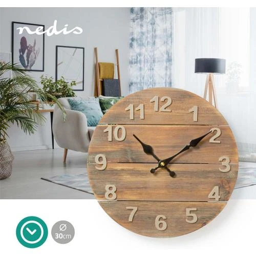 Détail de Horloge Murale NEDIS Bois Beige Marron 300 mm