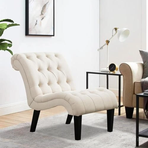 Chaise d'appoint touffetée, sans accoudoirs, design élégant - Vue principale