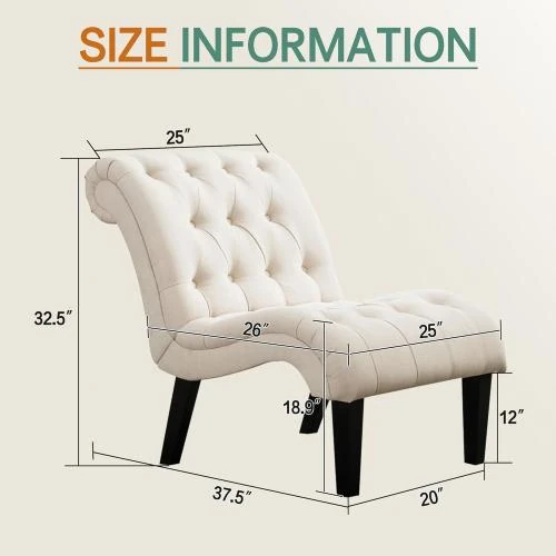 Détail de Chaise d'appoint touffetée, sans accoudoirs, design élégant