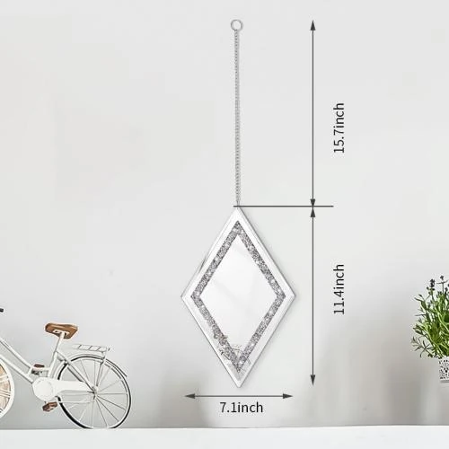 Zoom sur Miroirs muraux argentés Pibeyer, lot de 3, décoration diamant