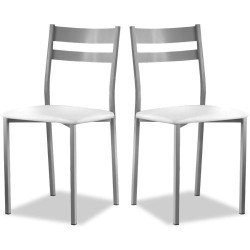 Présentation Chaise de Cuisine Astimesa, Metal Simili Cuir Blanc