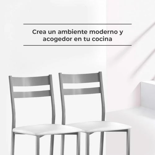 Zoom sur Chaise de Cuisine Astimesa, Metal Simili Cuir Blanc