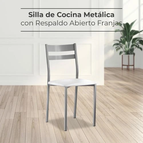 Détail de Chaise de Cuisine Astimesa, Metal Simili Cuir Blanc