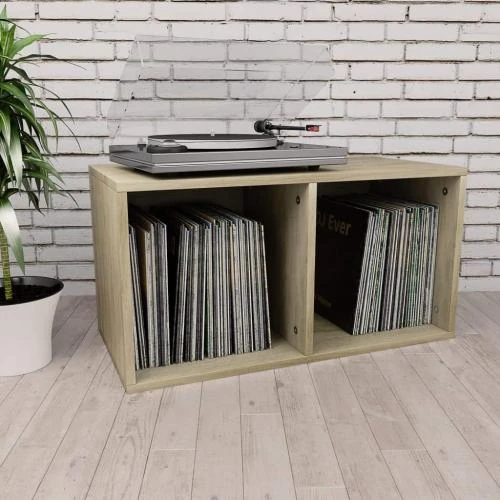 Boîte de Rangement Vinyles, Stockage Bureau, Chêne Sonoma - Vue principale