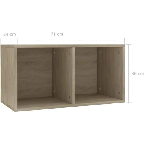 Détail de Boîte de Rangement Vinyles, Stockage Bureau, Chêne Sonoma