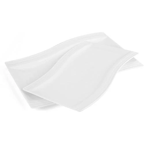 Assiette Plate Rectangulaire Porcelaine Blanc 2pcs Dessert - Vue principale