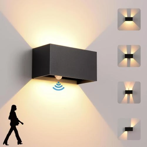 Applique Murale KUKAK LED 24W, Détecteur Mouvement, Noir - Vue principale