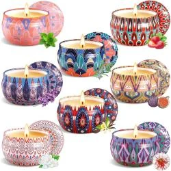 Bougies Cire Soja Naturel Parfumées, Ensemble Cadeau 8 Pièces