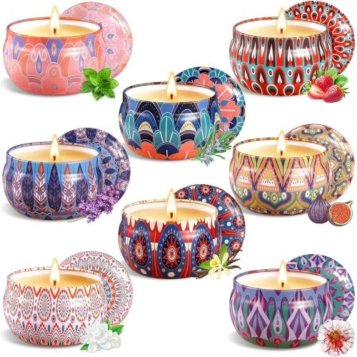 Bougies Cire Soja Naturel Parfumées, Ensemble Cadeau 8 Pièces - Vue principale