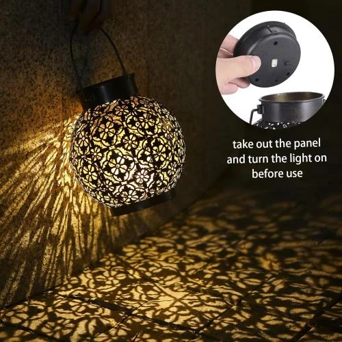 Zoom sur Lanternes Solaires Tomshine, Métal, IP44, Extérieur, Jardin
