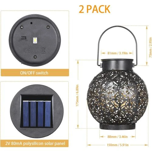 Détail de Lanternes Solaires Tomshine, Métal, IP44, Extérieur, Jardin
