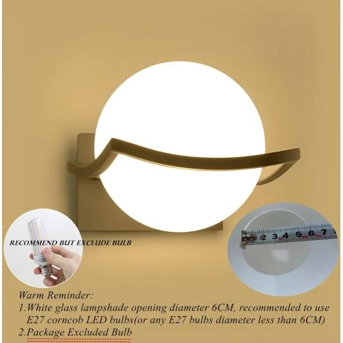 Zoom sur Applique Murale Intérieure Boule Verre Noir, Lampe Chevet