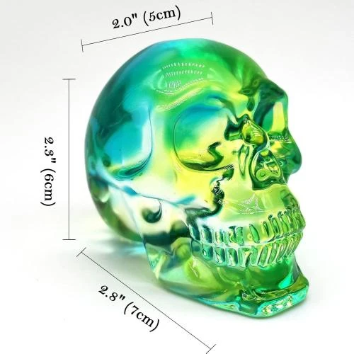 Détail de Statues tête de mort cristal K9, décoration Halloween, vert