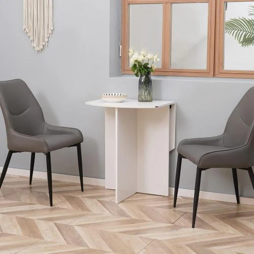 Détail de Table pliante bois blanc, table à manger compacte extérieur