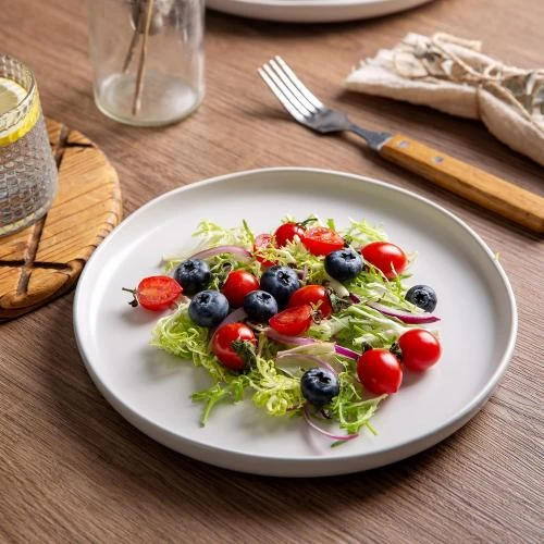 Zoom sur AmorArc Assiettes Salade Céramique Ondulées, Blanches