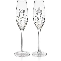 Tatty Teddy Flûtes Champagne Mariage Boîte Cadeau Bleu Argent