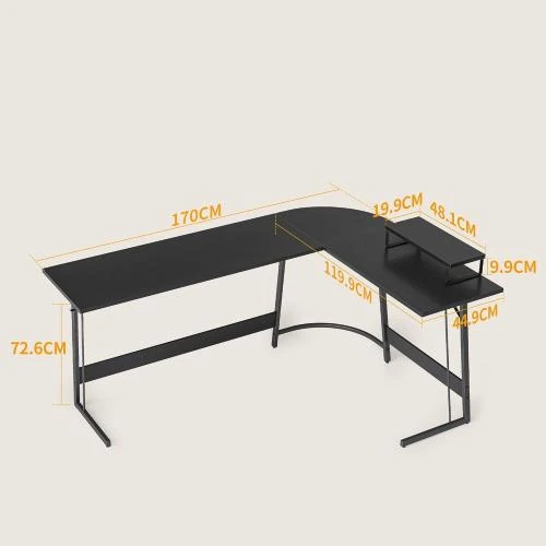 Zoom sur Bureau Gamer CubiCubi, Table Angle L, Noir