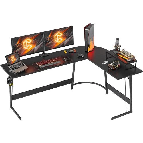 Bureau Gamer CubiCubi, Table Angle L, Noir - Vue principale