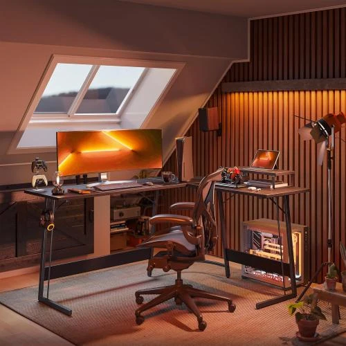 Détail de Bureau Gamer CubiCubi, Table Angle L, Noir