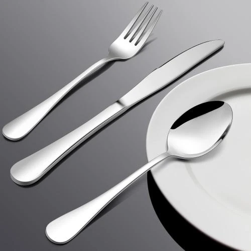 Zoom sur Ensemble couverts 16 pièces acier inoxydable effet miroir