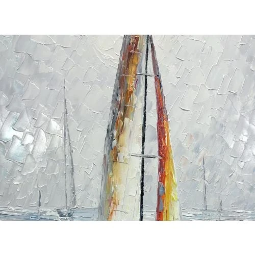 Détail de Peinture Moderne Abstraite Voilier Mer, Toile Suspendue