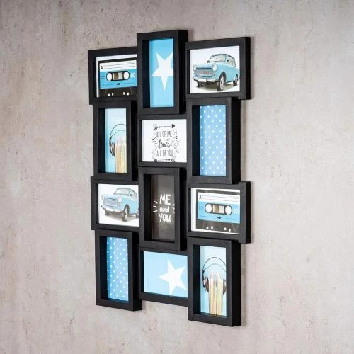 Zoom sur Cadre photo en verre Levandeo 12 photos, Noir