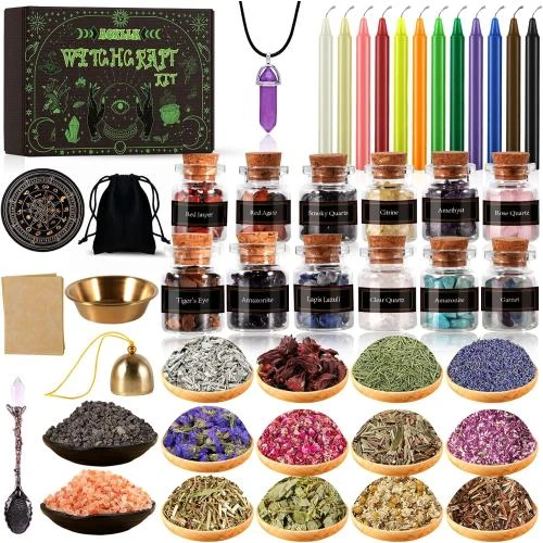 Muoivg Kit Sorcellerie, Bougies Magiques, Cristaux, Fleurs Séchées - Vue principale