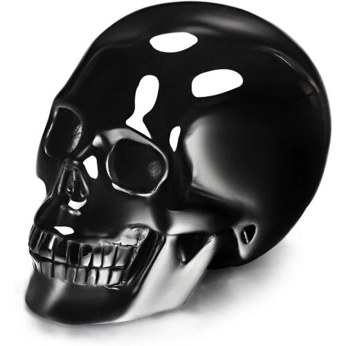 Détail de Skullis Crâne de Cristal Noir Obsidienne, Sculpture Art