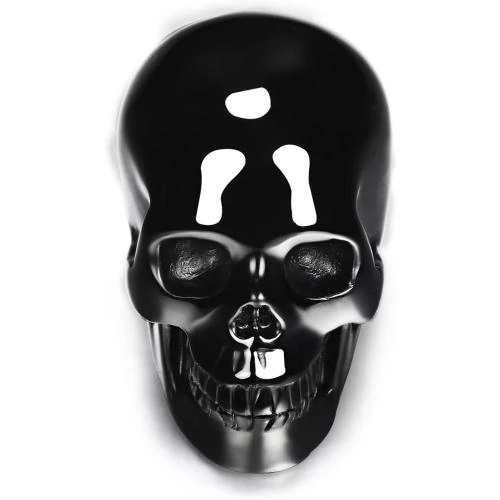 Zoom sur Skullis Crâne de Cristal Noir Obsidienne, Sculpture Art