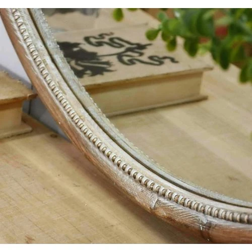 Zoom sur Miroirs décoratifs muraux, miroir rond bois marron naturel