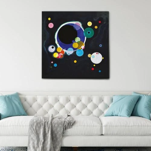 Zoom sur Impression Toile Kandinsky, Quelques Cercles, Décoration Maison