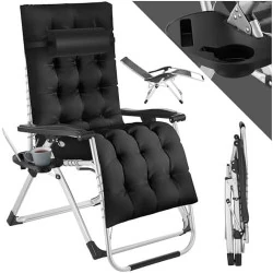 Fauteuil de Jardin Inclinable et Pliable TecTake avec Rembourrage