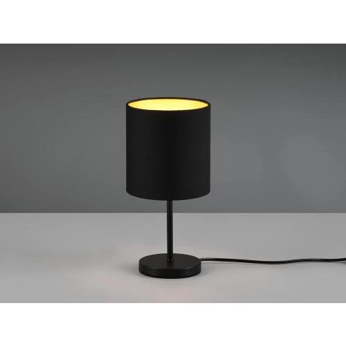 Zoom sur Lampe de table Jerry, métal noir or, interrupteur cordon