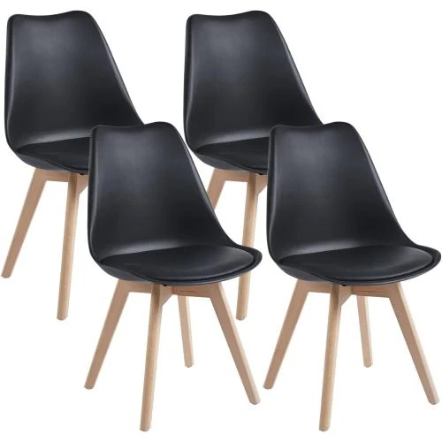 Chaises Salle à Manger Scandinave DEWINNER, Lot 6, Noir - Vue principale