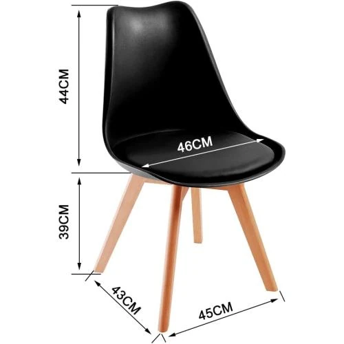 Détail de Chaises Salle à Manger Scandinave DEWINNER, Lot 6, Noir