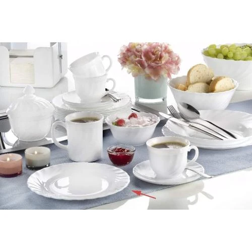 Zoom sur Esmeyer Trianon, Lot 6 Assiettes Dessert Verre Blanc