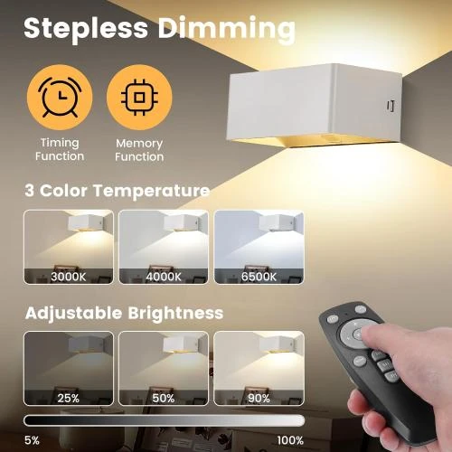 Zoom sur Applique Murale Sans Fil, Détecteur Mouvement, LED Blanc