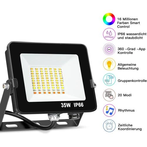 Détail de Projecteurs LED Extérieur Ausyde, RGB, Bluetooth, IP66