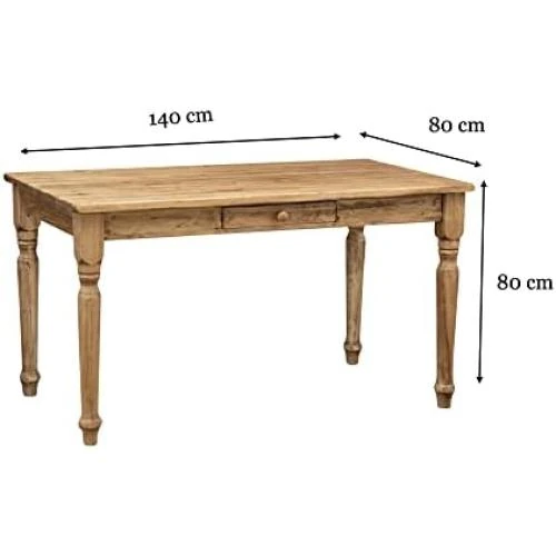 Zoom sur Bureau Vintage Bois, Table Cuisine, Bureau avec Tiroir, Table à Manger