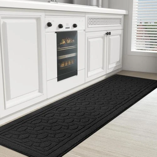 Tapis de Cuisine Noir Antidérapant Lavable 45 x 200 cm - Vue principale