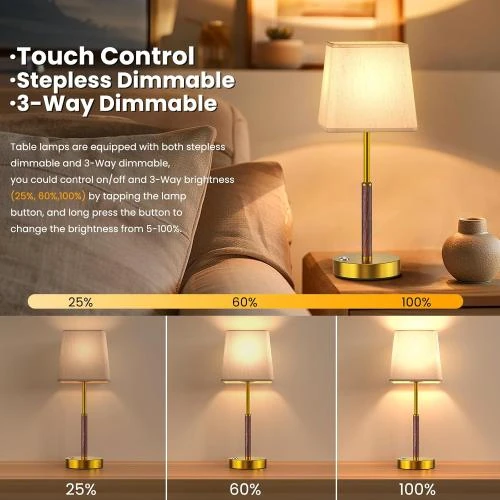 Détail de Lampe de Chevet Tactile Guijiyi, Lot de 2, USB