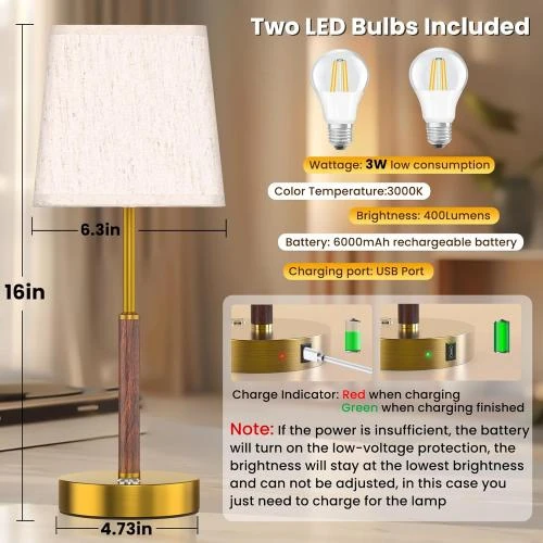 Zoom sur Lampe de Chevet Tactile Guijiyi, Lot de 2, USB