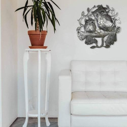 Global Crafts Chouettes Métal Décoration Murale Artisanale en situation