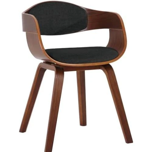Chaise Design Rétro Kingston, Tissu Rembourré, Accoudoirs, Couleur Noyer Noir - Vue principale