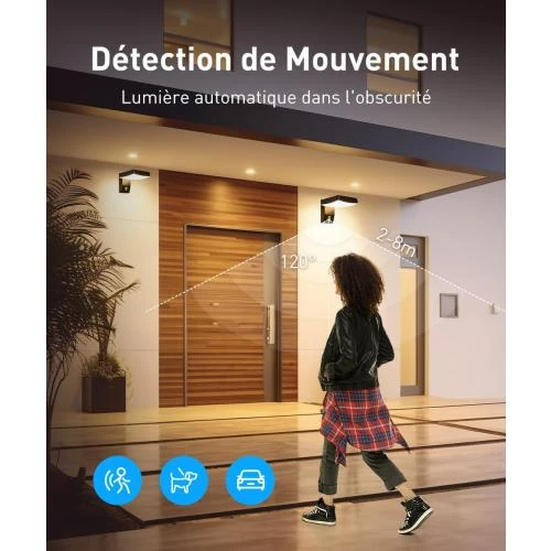 Détail de Bojim Applique Murale Extérieur, Détecteur Mouvement, LED 18W